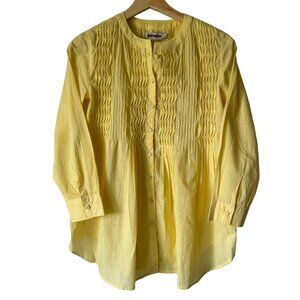 Fabindia Sz Sm Cotton Tunic Button Front Pintuck Detail Lightweight Relaxed Fit